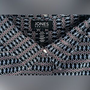Jones New York Geometric Print w/ Metal Accents Blouse Size XL